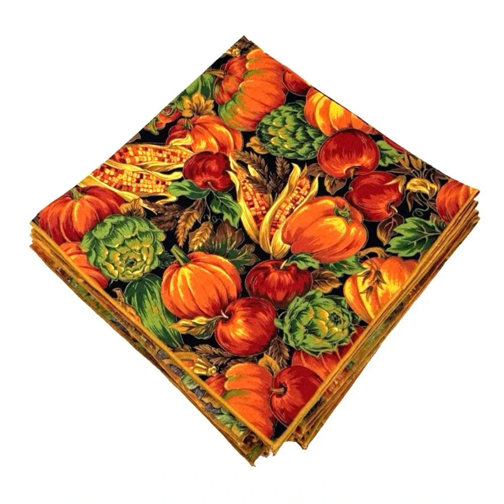 Thanksgiving or Fall Country Harvest Cloth Table Napkins Lot of 10 NEW